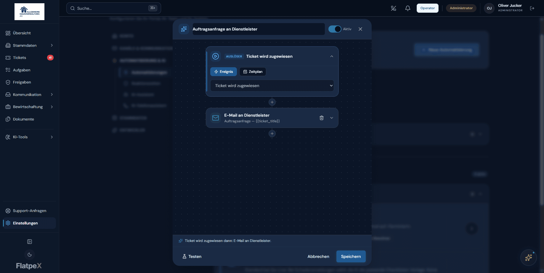 Freigabe-Warteschlange mit E-Mail-Entwurf in FlatpeX